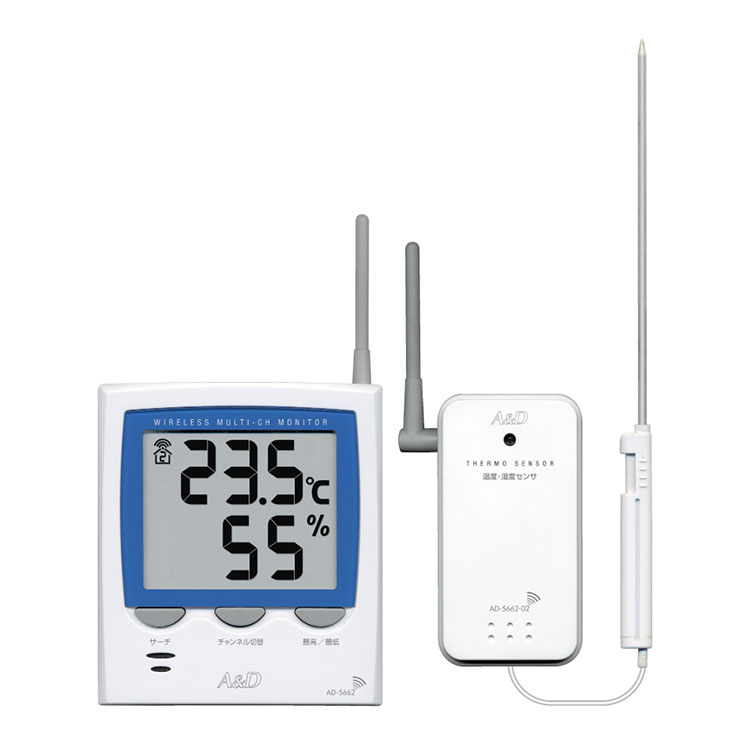 ワイヤレスマルチチャンネル温湿度計 AD-5662TT / AD-5662HT | 電子
