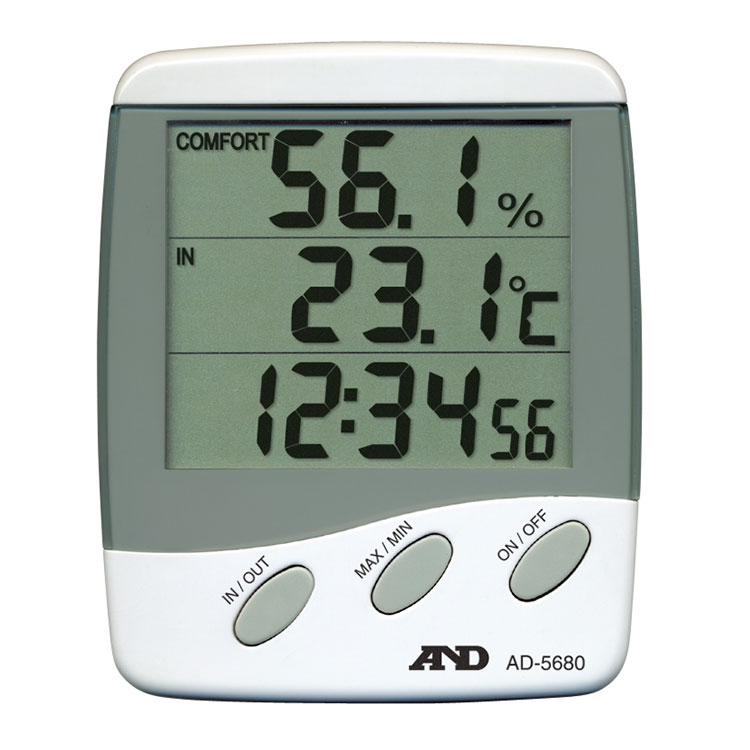 外部センサー付き温湿度計 AD-5680 （時計付き） 画像