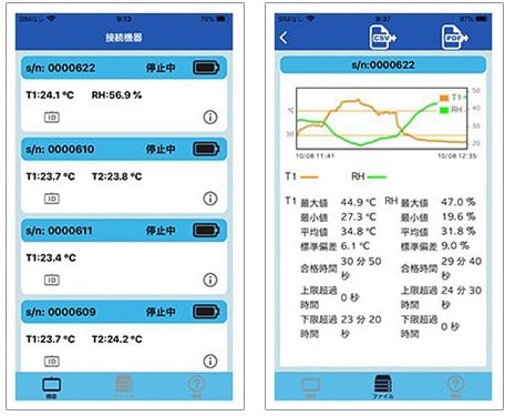 AD-5327シリーズ（さーもろぐ）向け 専用アプリ　Thermo Logの製品画像